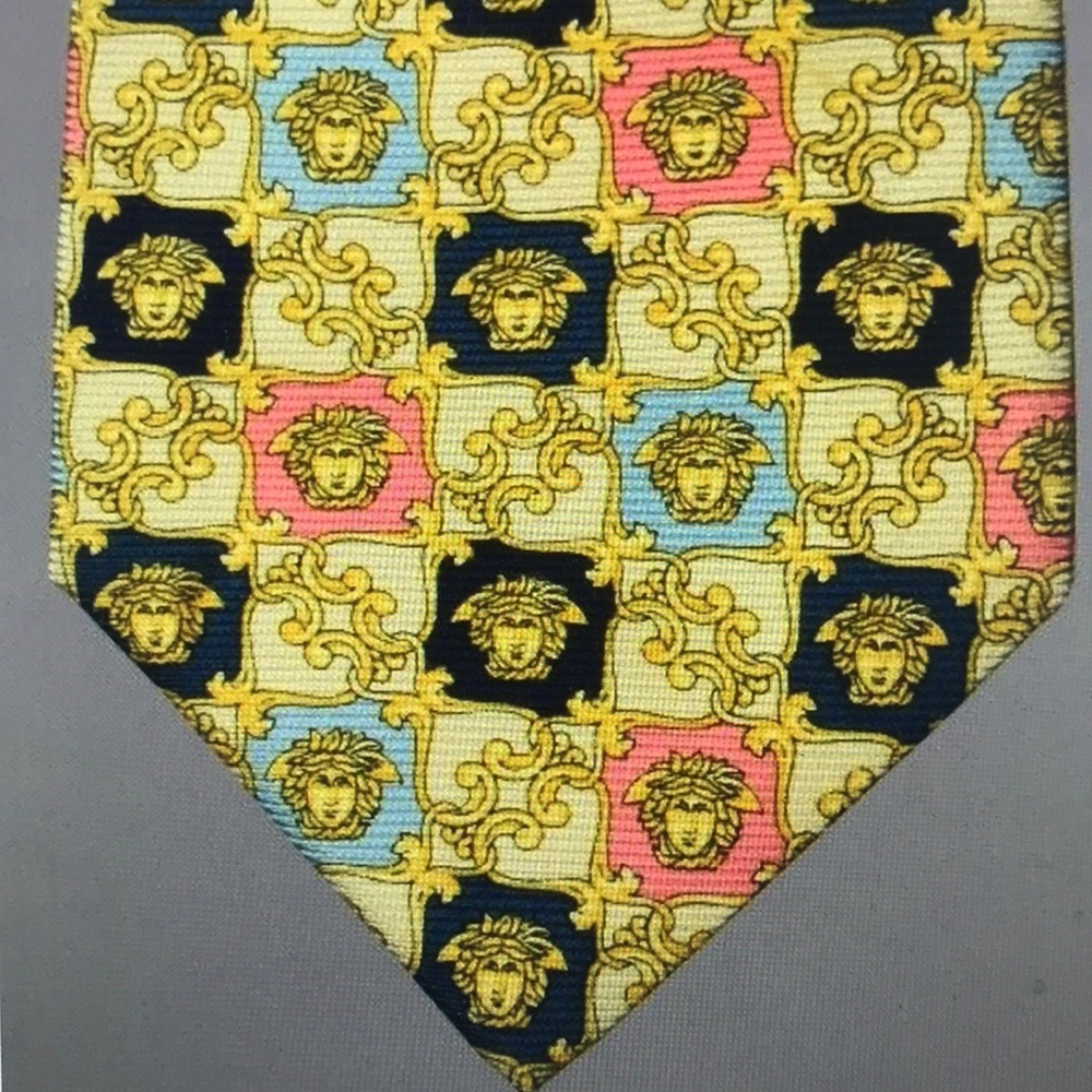VTG 💎Rare Versace Medusa Head Silk Tie Mint